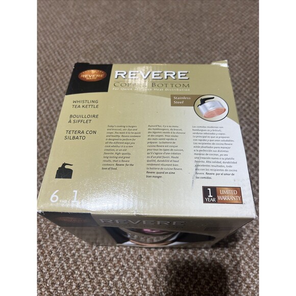 NIB Revere Ware 6-Cup Whistling Tea Kettle – Stainless Steel - Picture 3 of 3